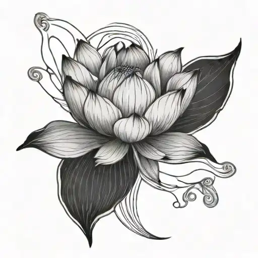 Lotus Flower With Line
