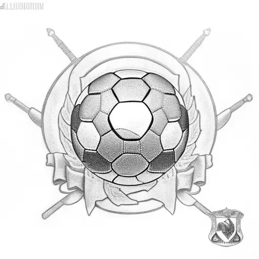 A Laurel Wreath With An Old Leather Soccer Ball