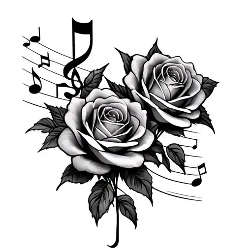 Three Roses Music Note Intertwined