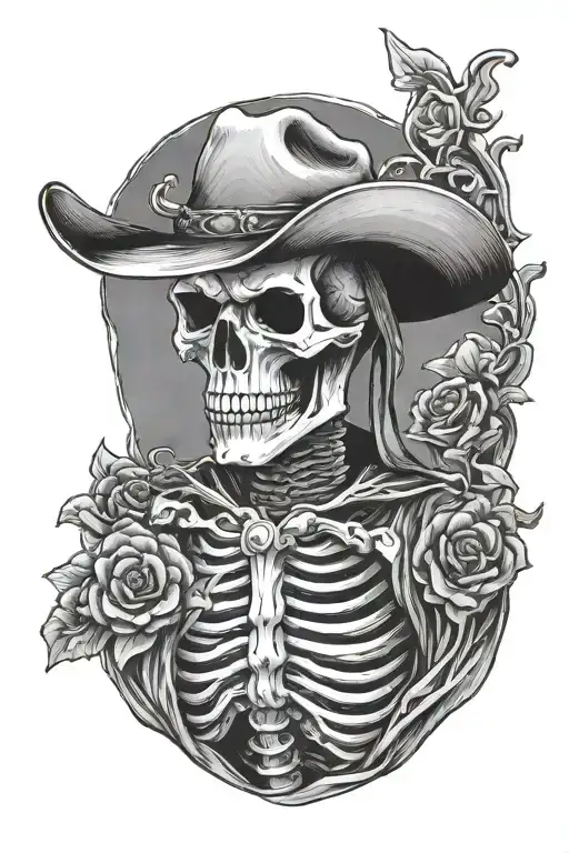 Skeleton Cowboy At A Cross