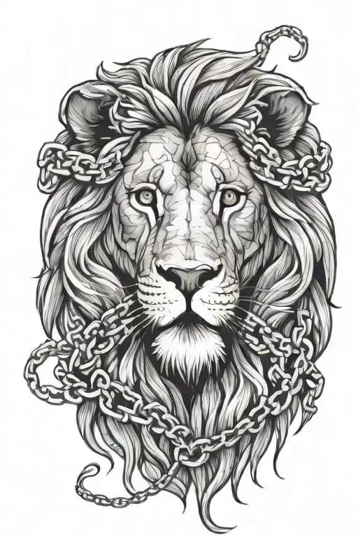 Lion With Chains Wrapped