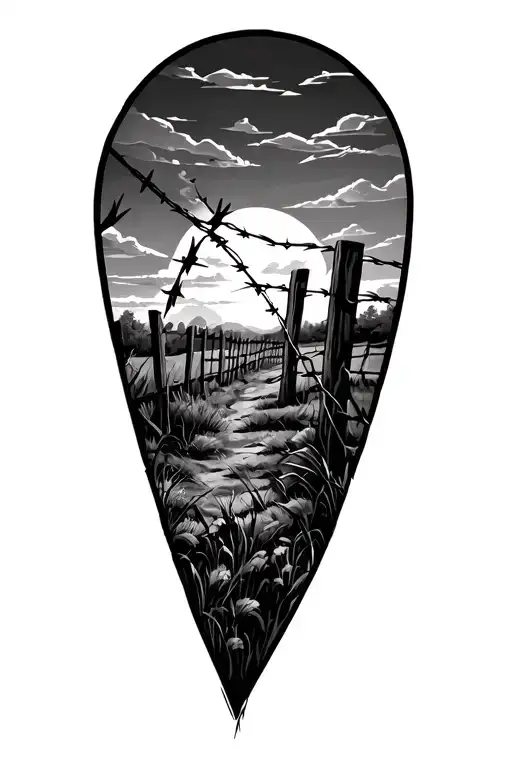 Native Texas Landscape Switching Themes Behind Barbed Wire Fence