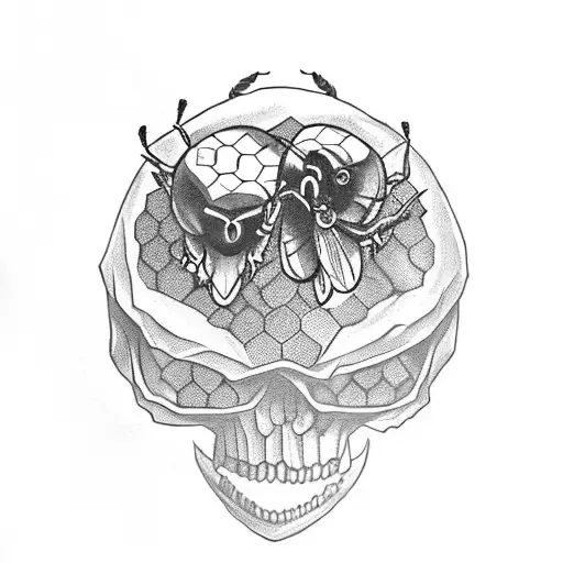 Bees With Honeycomb Skull