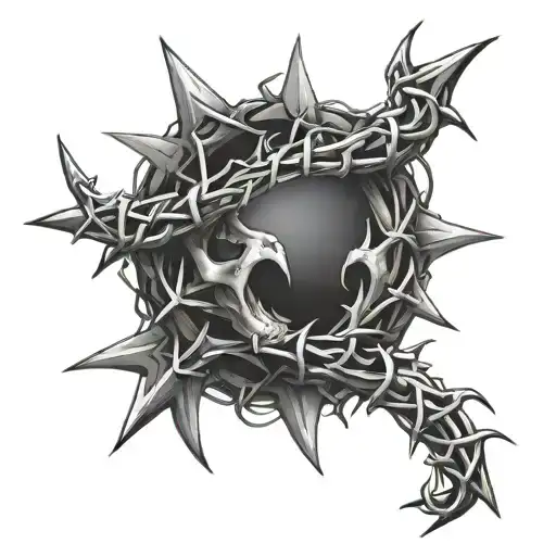 Crown Of Thorns Wrapped With Cross Underneath