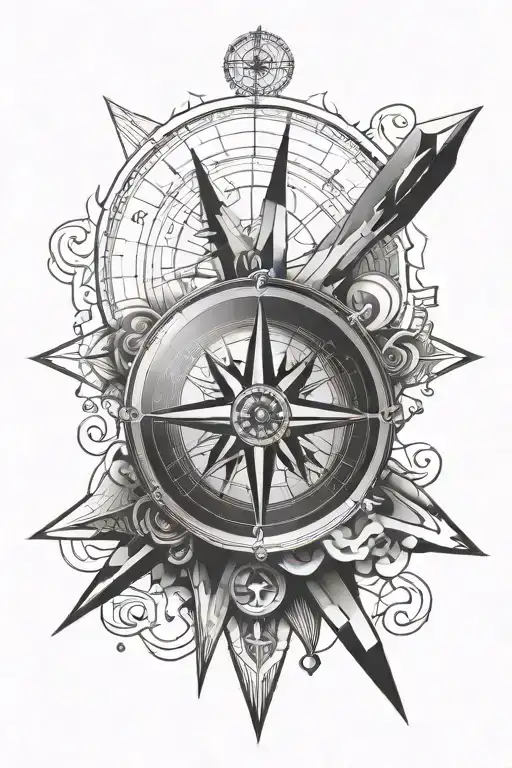 Simple Compass Geo Symteric Shapes Tatto