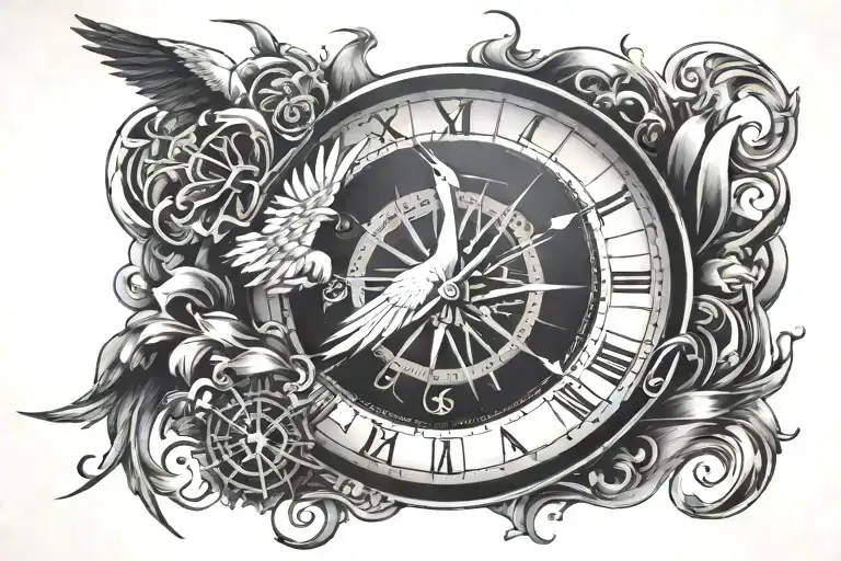 Crane Cross Compass Clock