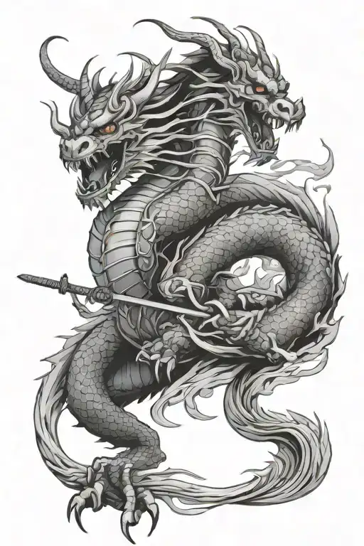 Dragon And Samurai Warrior Japanese Style
