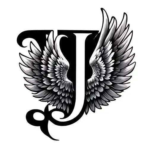 Gothic J With Wing