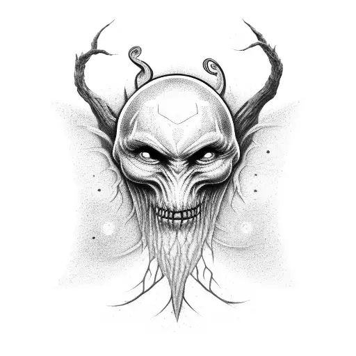 Tree Of Life With A Demon Face Hidden Within The Tree Neck