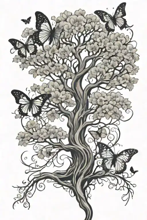 Tree Of Life With Butterfly Perched
