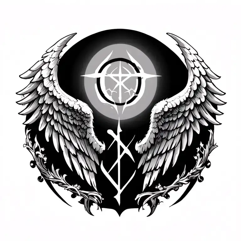 2 Wings And Runes On All The Back