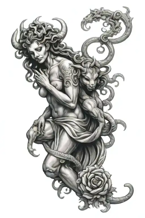 Medusa Holding A Baby Minotaur
