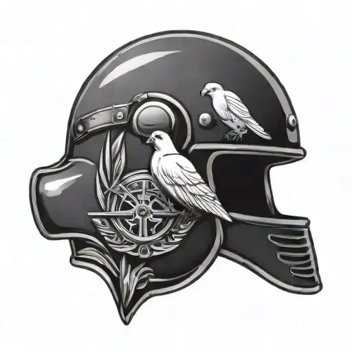 Motorcycle Helmet Wit A Dove Holding