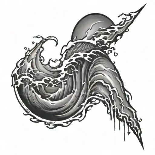 Lightning Bolt With Water Waves