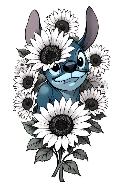 Disney Stitch With Sunflowers