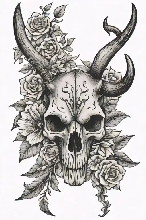 Longhorn Skull Floral With An Arrow Behind It Spine