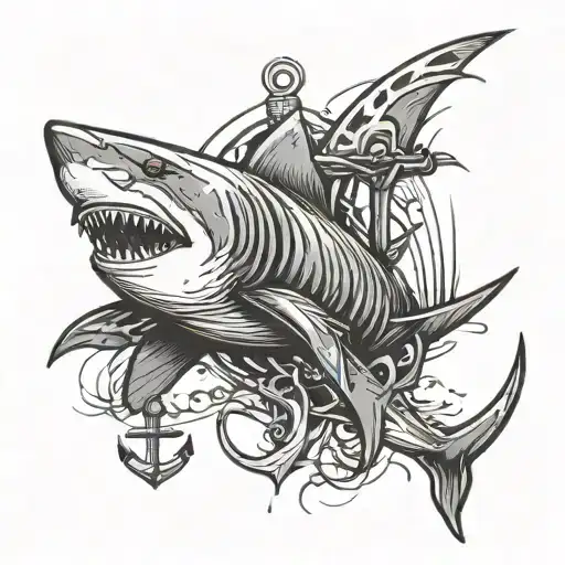 Shark With A Cross As An Anchor Connected