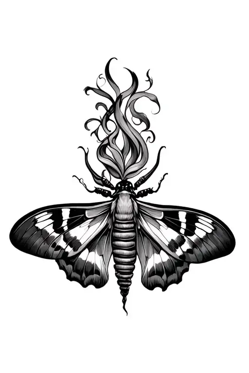 Sternum Tattoo With Moth In The Middle