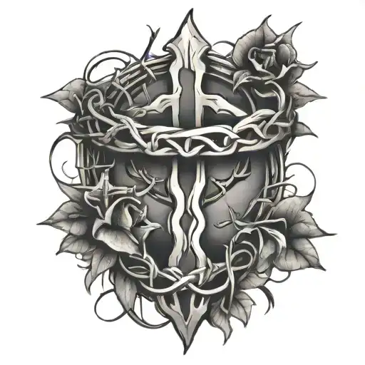 Crown Of Thorns With Cross Underneath