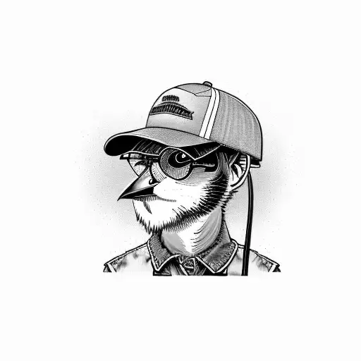 Western Meadowlark Wearing Overalls And A John Deere Hat