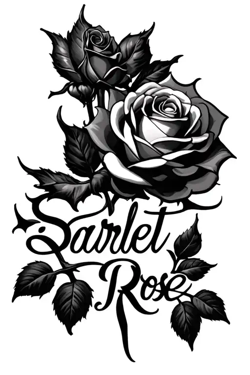 Rose Thorns Spelling Out Scarlett Rose In Cursive