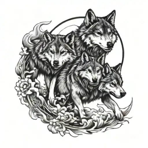 Wolves Chasing Away The Moon And Sun