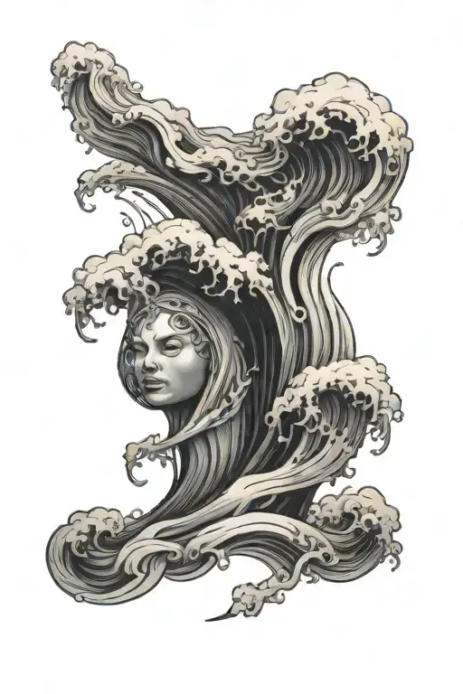 Ocean Waves And Space And Mythological