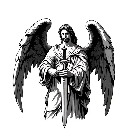 Guardian Angel Holding A Sword Male Angel