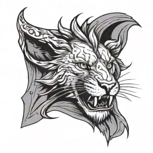 Lion Head Roaring With Sting Rays Coming