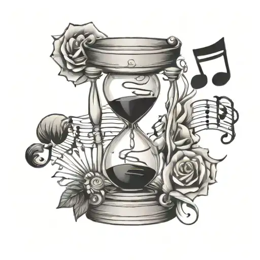 Hour Glass And Music Notes