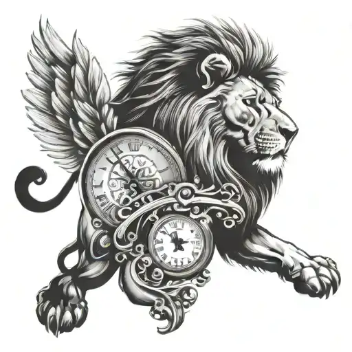 Lion With Roman Numeral Clock
