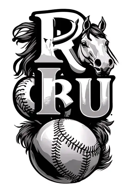 The Word 'Rufus' With The Letters Being Items From Baseball And Horse Racing