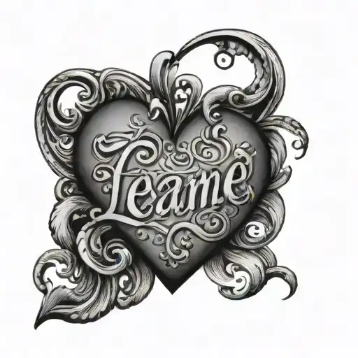 The Word 'Leanne' Engraved Into A Heart