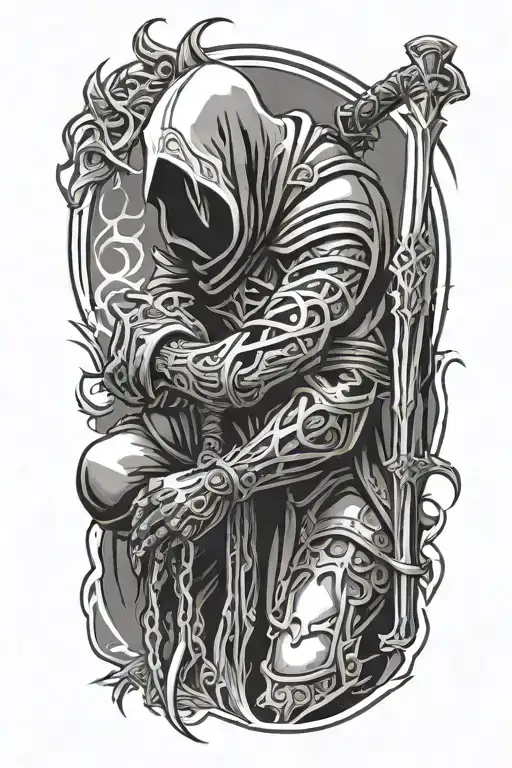 Tribal Reaper Knight Kneeling