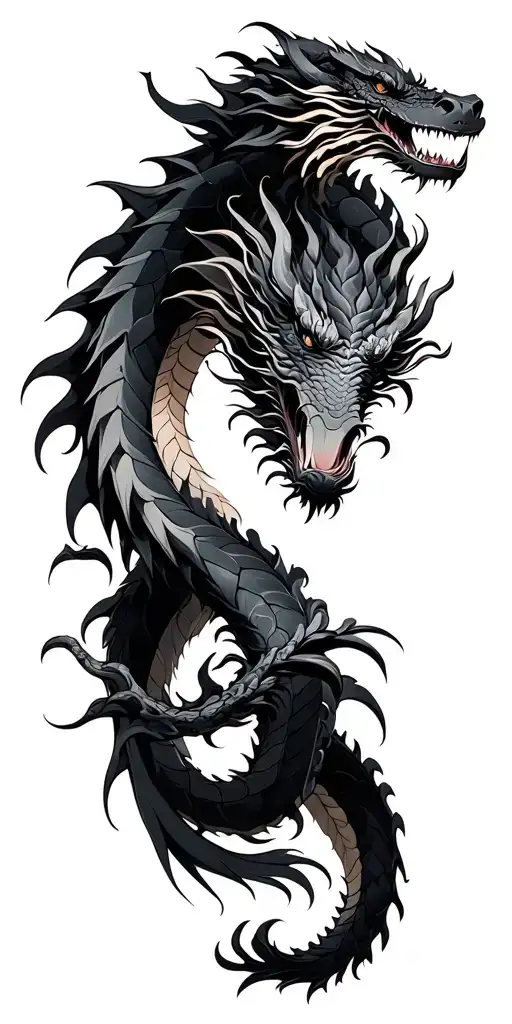 Black Eastern Dragon Wrapping Around Arm Sleeve