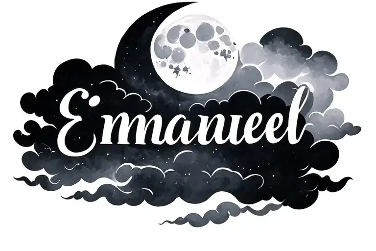Moon And Clouds With Word Emmanuel