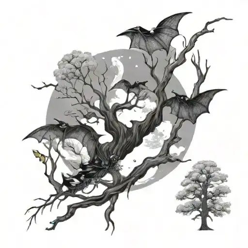 Moon Tree Bats Woods