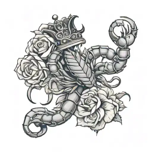 Scorpion With A Crown Surrounded By Roses