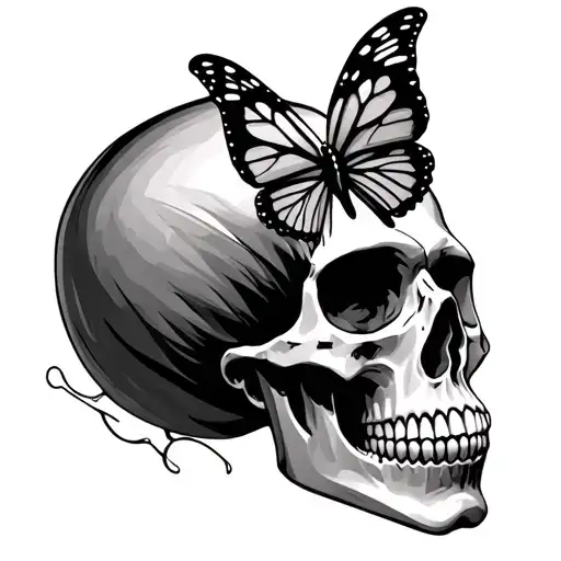 Skull With Butterfly On Head