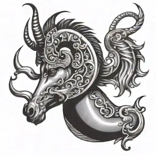 Capricorn Aquarius Sign Incorporated Within The Design