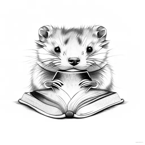 A Ferret Curled Up With A Book