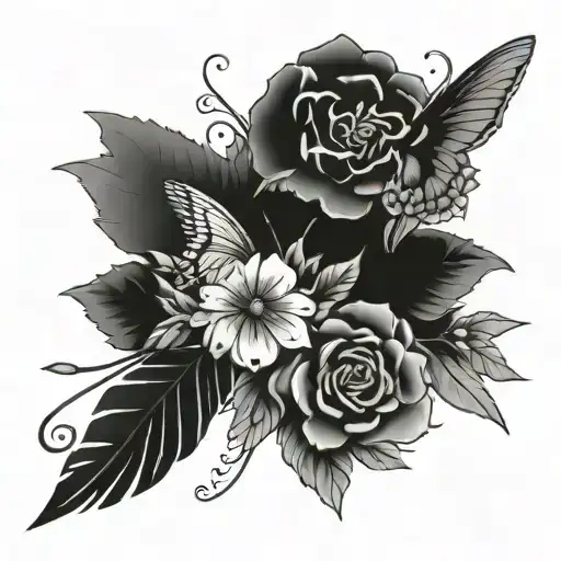 Roman Numerals 1939 With Flowers Butterfly And Hummingbirds