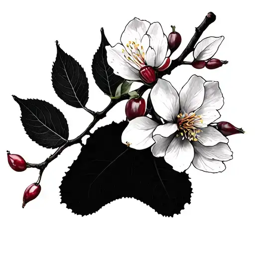 Cherry Blossom Branch With Pawprint Leaf