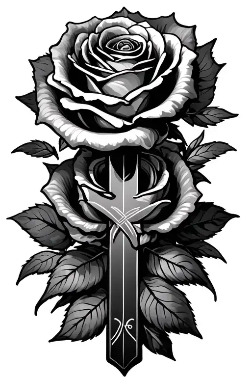 Roses With A Cross Intertwined