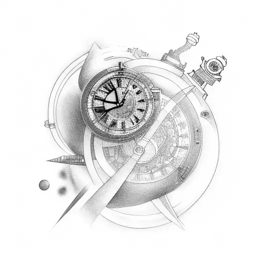 Design A Black-grey Tattoo Inspired By The Concept Of Time Travel In Steins Gate