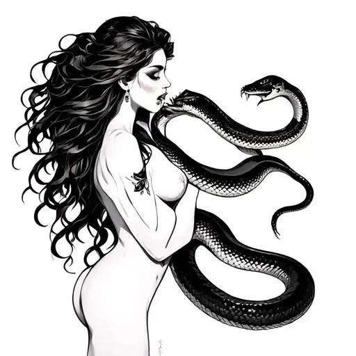 A Snake Eating Sexy Woman