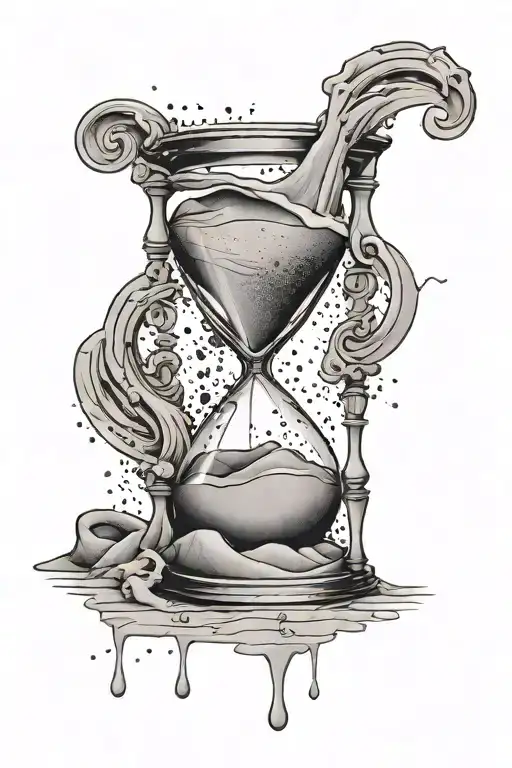 Broken Hour Glass With Sand Pouring Out