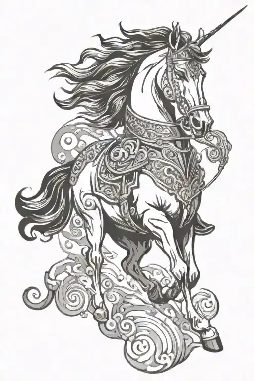Hindu Mythology Inspired Tattoo With Horse Galloping