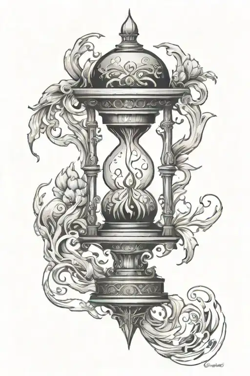 A Melting Hourglass Filled With Flames Inside Of Yggdrasil