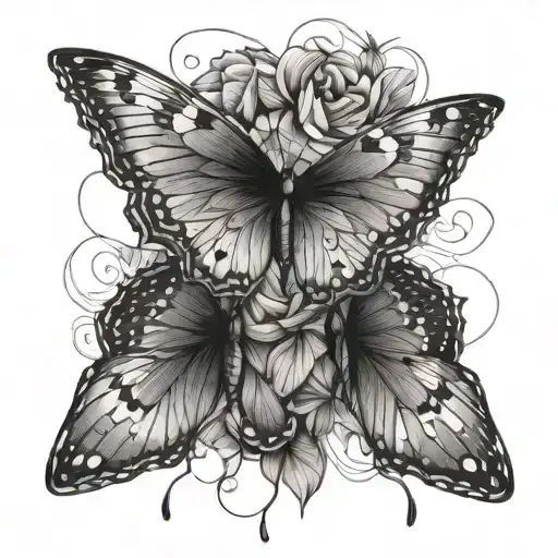 Two Fine Line Butterflies